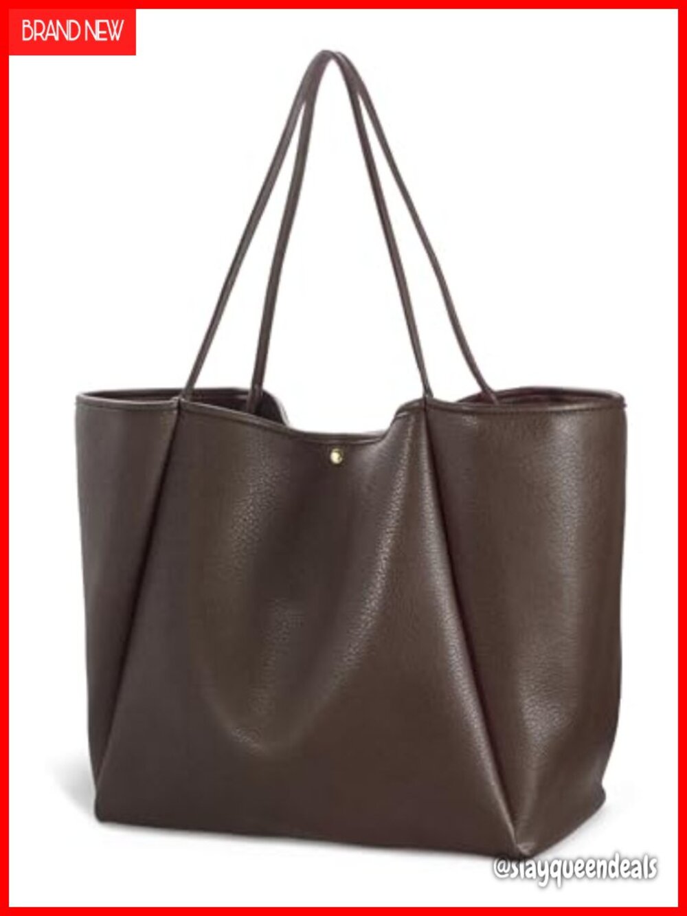 Oversize PU Leather Tote Bag Women Shopper Handbag Travel Purse